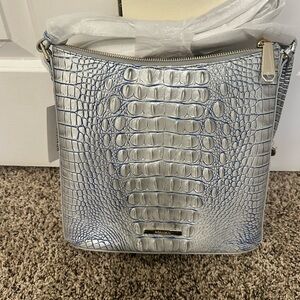 Brahmin Silver Embossed Shoulder Bag